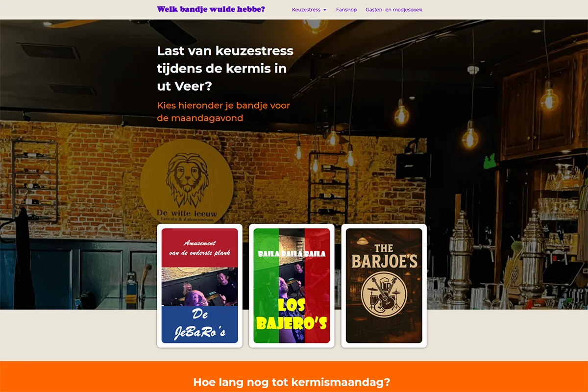 Keuzestress op de kermismaandag in Raamsdonksveer? Nee hoor, welke bandje wulde hebbe?